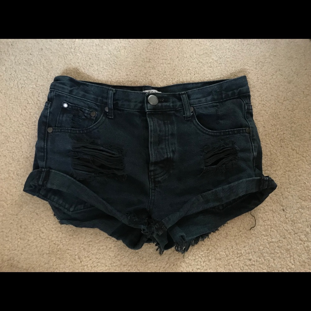 TOBI Black Distressed Shorts